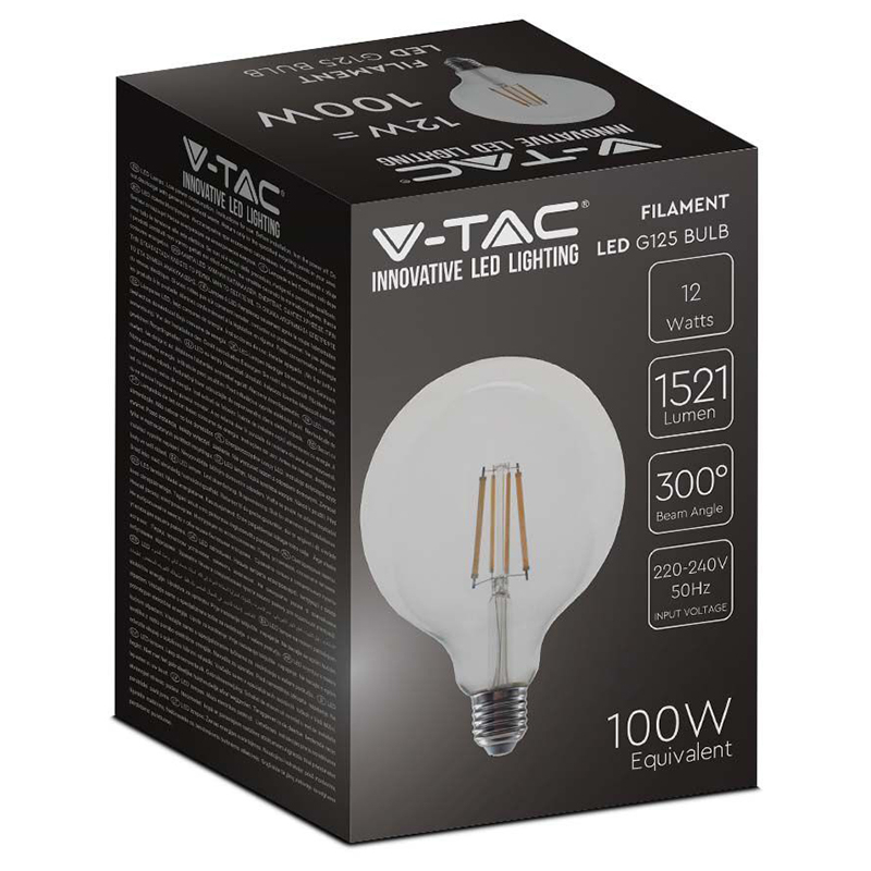 BEC LED G125 E27 12.5W CU FILAMENT 3000K ALB CALD [3]