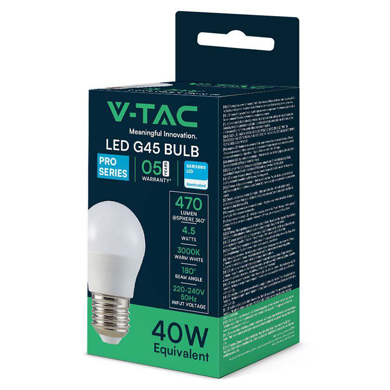 BEC LED G45 E27 4.5W 3000K ALB CALD, CIP SAMSUNG [3]