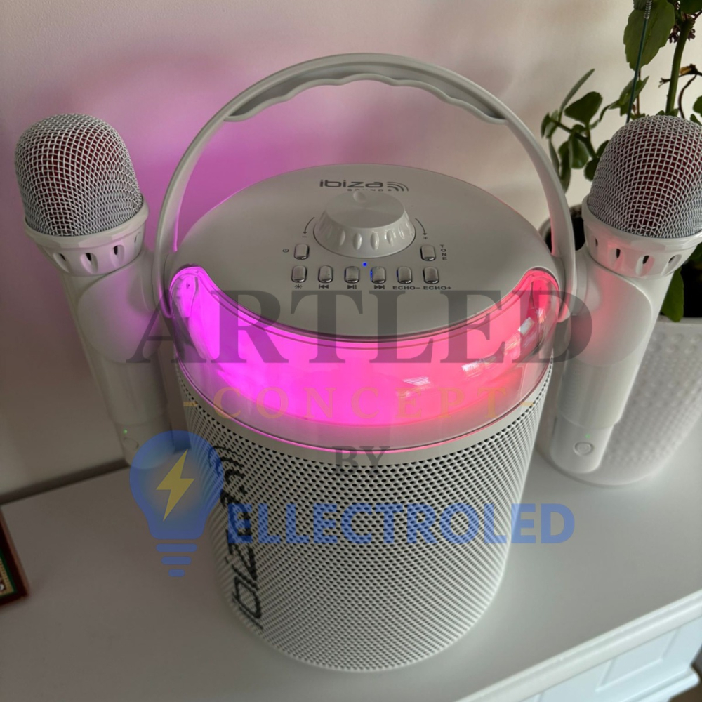 BOXA KARAOKE CU 2 MICROFOANE WIRELESS BT/USB/MSD/AUX - ALB [2]