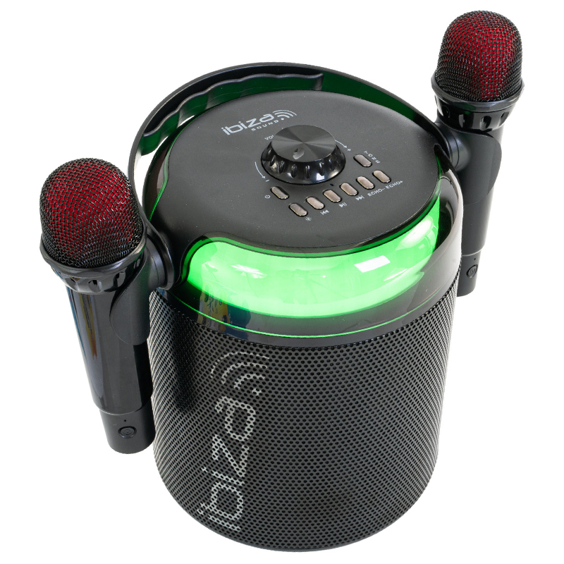 BOXA KARAOKE CU 2 MICROFOANE WIRELESS BT/USB/MSD/AUX - NEGRU [4]