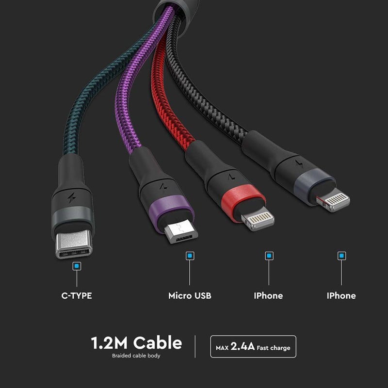 CABLU 4IN1 TIP C - MICROUSB - USB - LIGHTNING 1.2M [6]