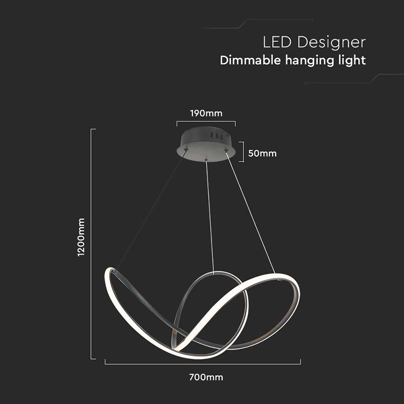 CANDELABRU LED 49W 3000K 70X120CM - NEGRU [3]