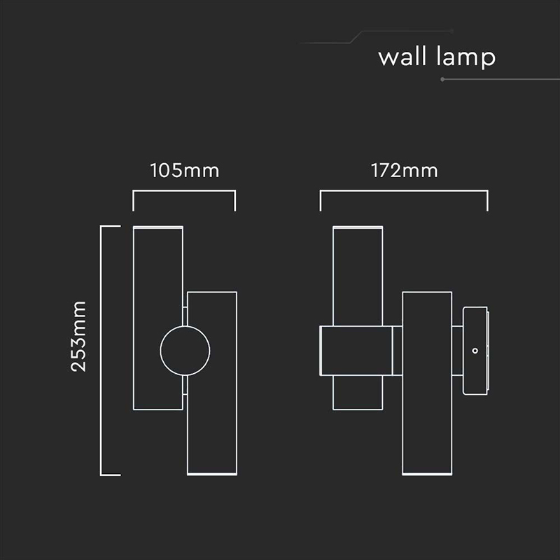 CORP ILUMINAT LED 2 CAI 6W 600LM 3000K IP44 - NEGRU [5]