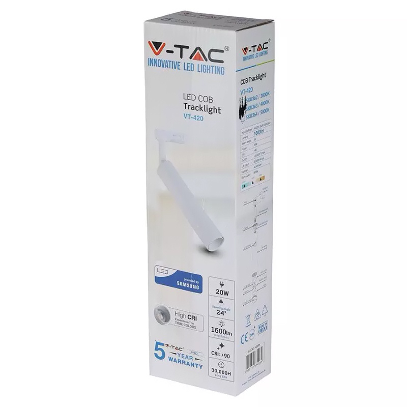 CORP ILUMINAT LED 20W TRACKLIGHT 5000K ALB NEUTRU [6]