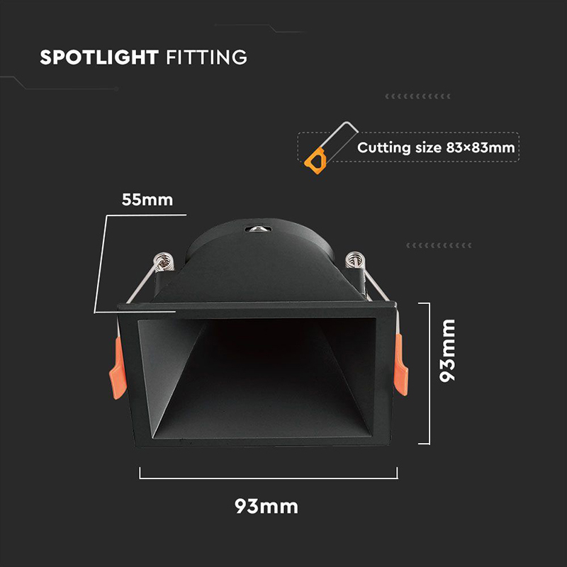 CORP SPOT GU10 PATRAT 93X93X55MM - NEGRU [4]
