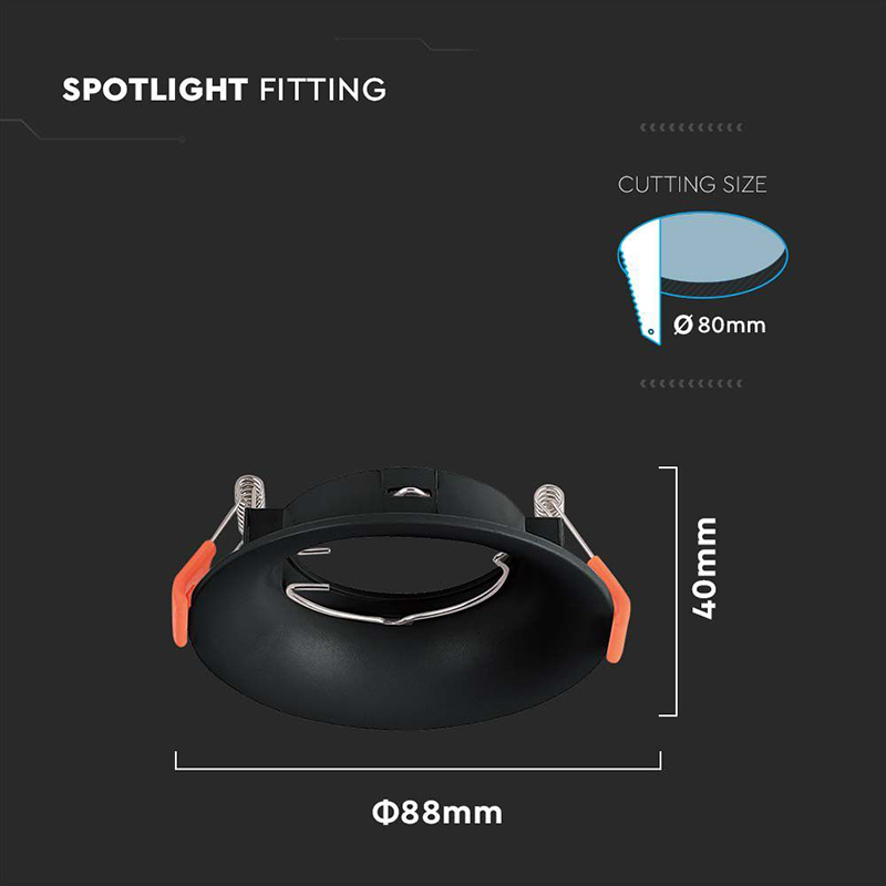 CORP SPOT GU10 ROTUND 88X40MM - NEGRU [4]