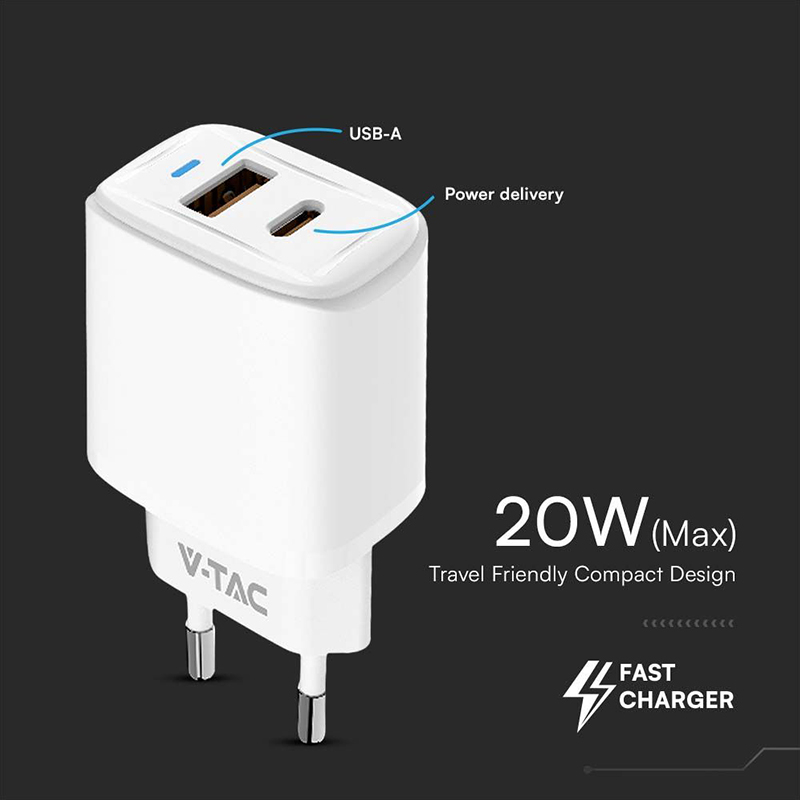 INCARCATOR RETEA QC 20W USB SI TIP C - ALB [5]