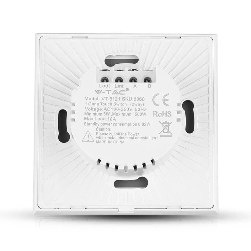 INTRERUPATOR SIMPLU CAP SCARA DIN STICLA CU TOUCH - ALB [4]
