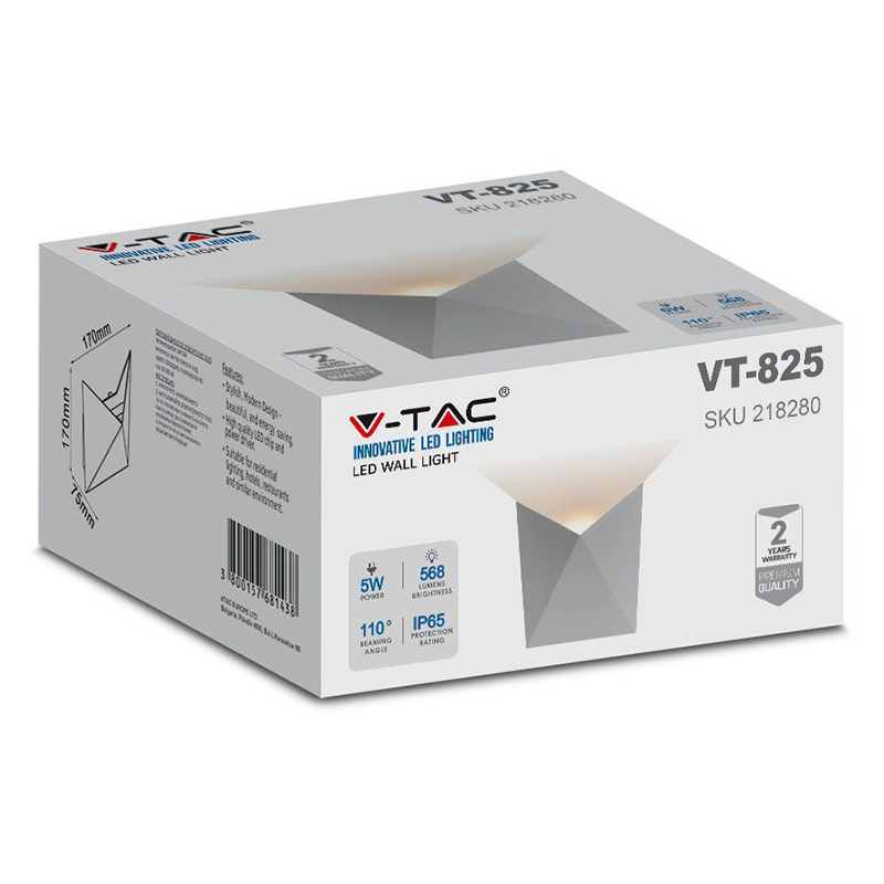 LAMPA LED 5W 3000K ALB CALD IP65 - ALB [6]