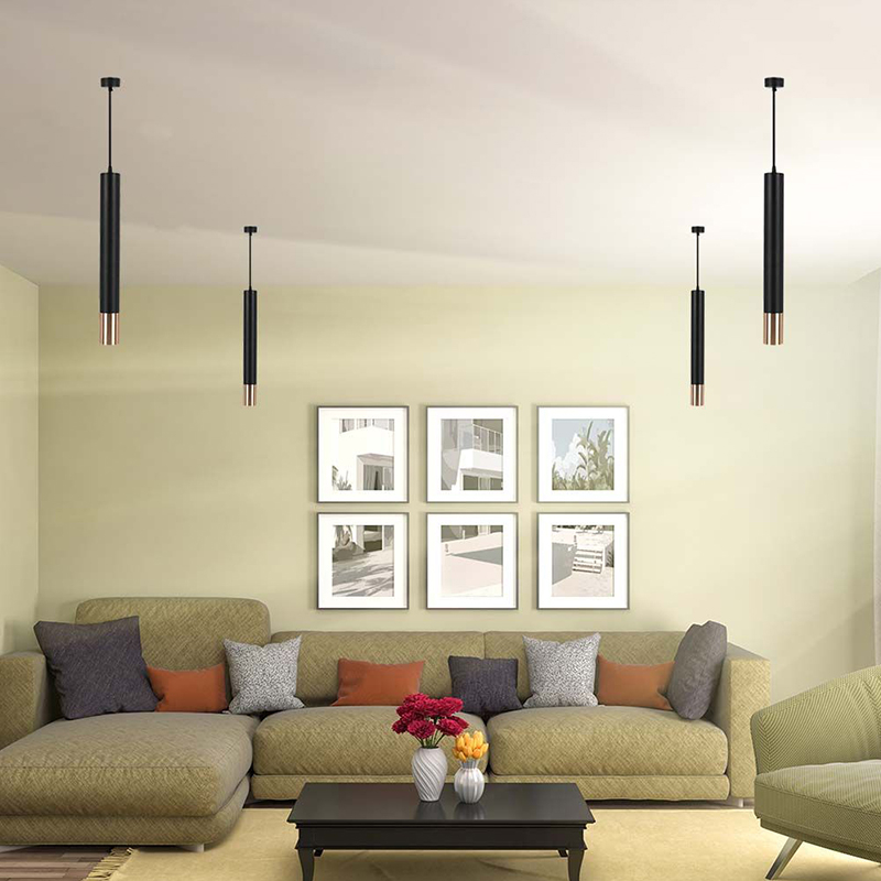 PENDUL CU SOCLU GU10 60X500MM - NEGRU/AURIU [8]