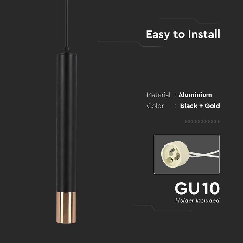 PENDUL CU SOCLU GU10 60X500MM - NEGRU/AURIU [7]