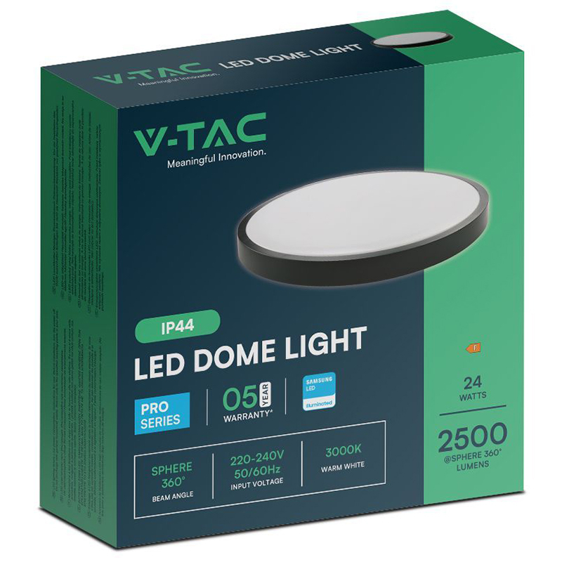 PLAFONIERA LED 24W IP44 6500K ALB RECE - NEGRU [3]