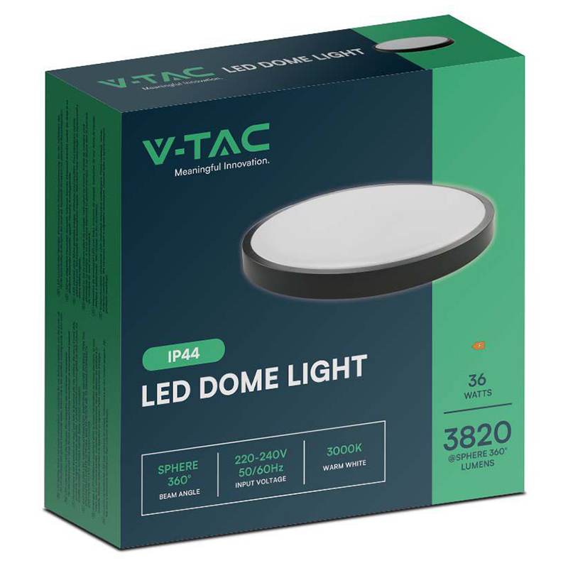 PLAFONIERA LED 36W IP44 6500K ALB RECE - NEGRU [3]