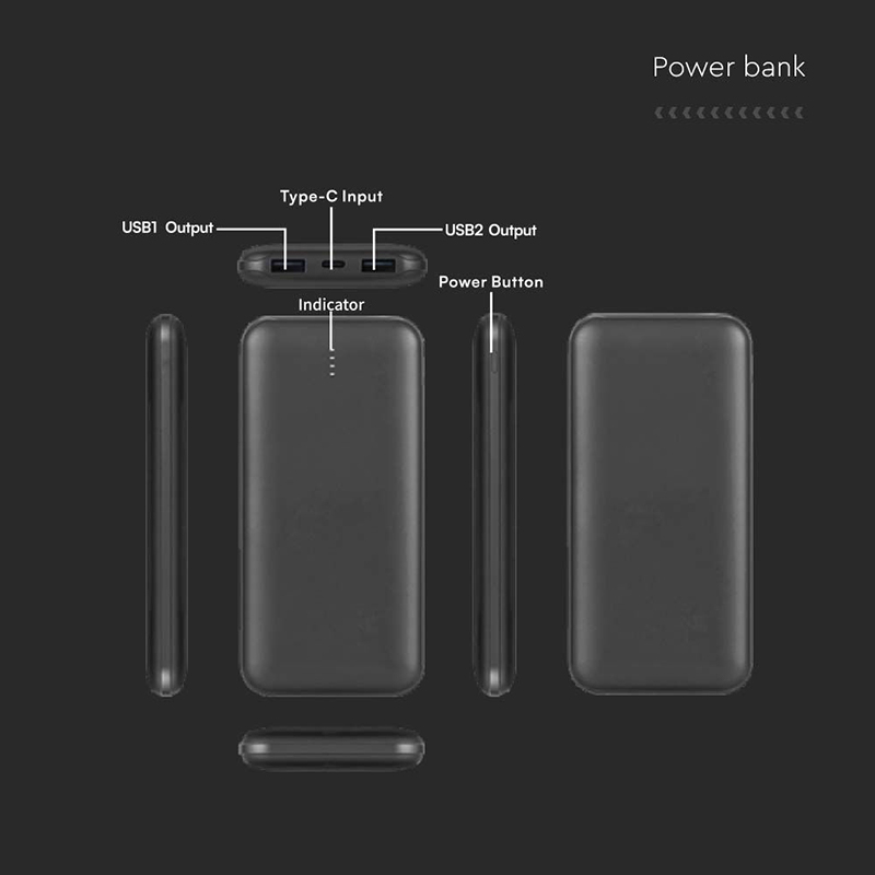 POWER BANK 10000MAH CU CABLU 30CM TIP C - NEGRU [5]