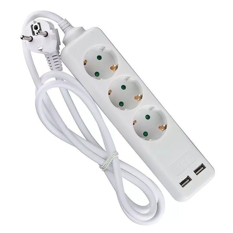 PRELUNGITOR 3 CAI + 2USB 1.5M(3G1.5MM2) ALB [5]