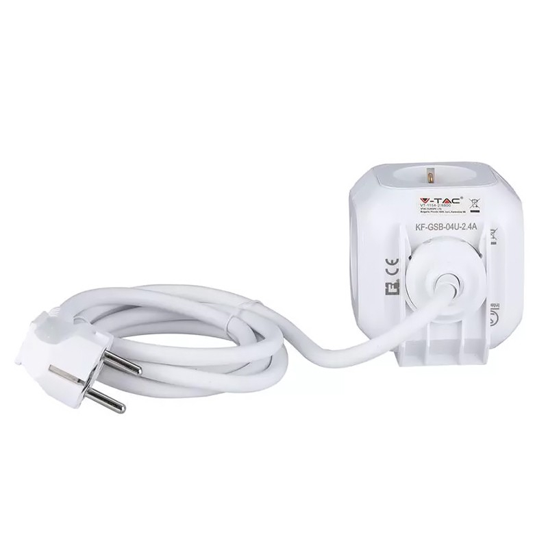 PRELUNGITOR CUBIC 3X1.5MM 1.4M 4 CAI 16A + 2 USB 2.1A [4]