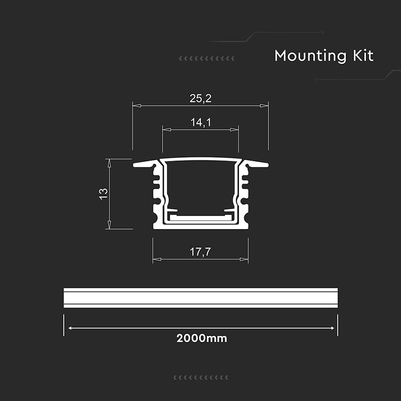 PROFIL ALUMINIU PENTRU BANDA LED 2M 17MM X 14MM - ARGINTIU [3]