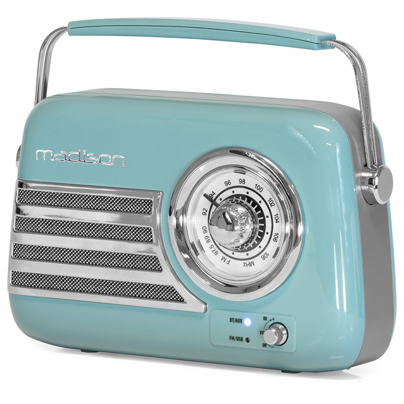 RADIO FM PORTABIL NOSTALGIA 30W CU FUNCTIE BLUETOOTH/AUX -ALBASTRU [2]