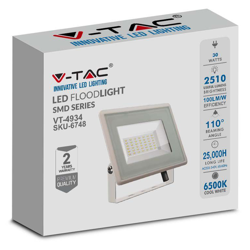 REFLECTOR LED SMD 30W 6500K IP65 - ALB [5]