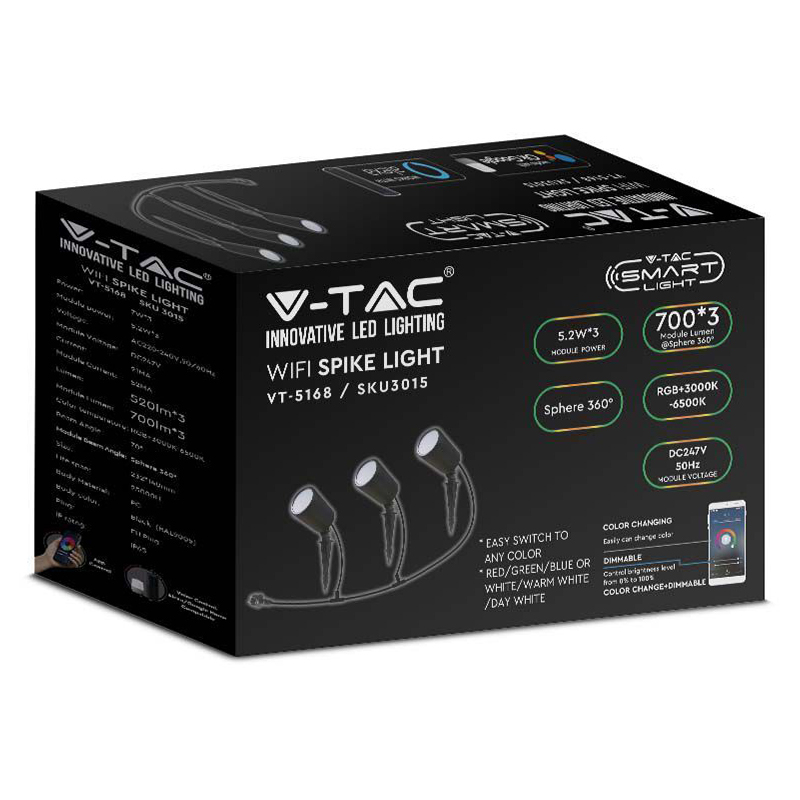 SET CORP ILUMINAT LED RGB 3IN1 5.2W IP65 - NEGRU [3]