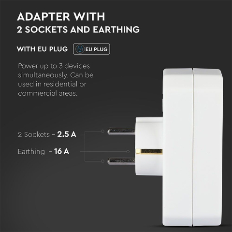 ADAPTOR 3 PRIZE 1X16A 2x2.5A MAX 3500W [9]