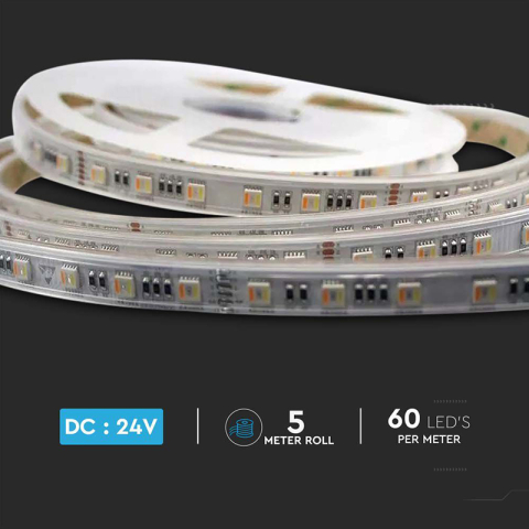 BANDA LED 24V SMD5050 60LED/M 3IN1 RGB + ALB IP65 5M [10]