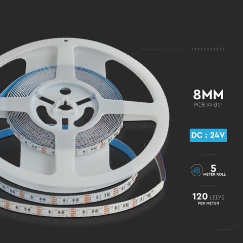 BANDA LED RGB SMD3535 8MM 12W/M 24V IP20 5M [6]