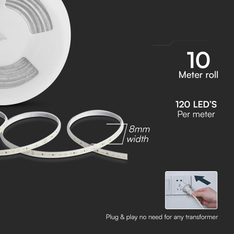 BANDA LED SMD 2835 10.5W/M 220-240V IP65 3000K ROLA 10M [4]