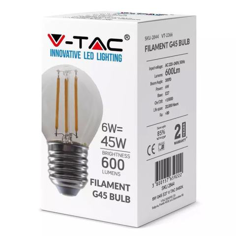BEC E27 G45 CU FILAMENT LED 6W 6400K [2]