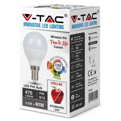 BEC LED P45 E14 5.5W CRI95+ 2700K ALB CALD [2]