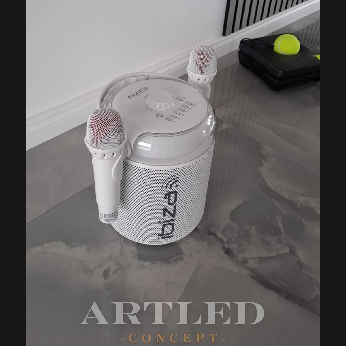 BOXA KARAOKE CU 2 MICROFOANE WIRELESS BT/USB/MSD/AUX - ALB [2]