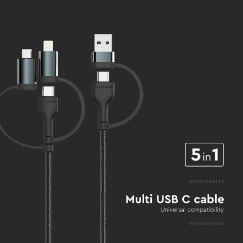 CABLU 5IN1 TIP C - MICROUSB - USB - LIGHTNING 1.2M [4]