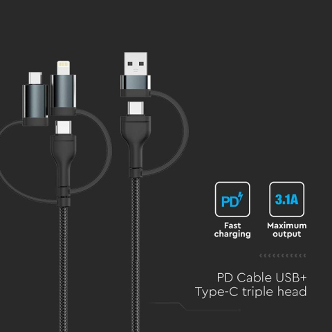 CABLU 5IN1 TIP C - MICROUSB - USB - LIGHTNING 1.2M [3]
