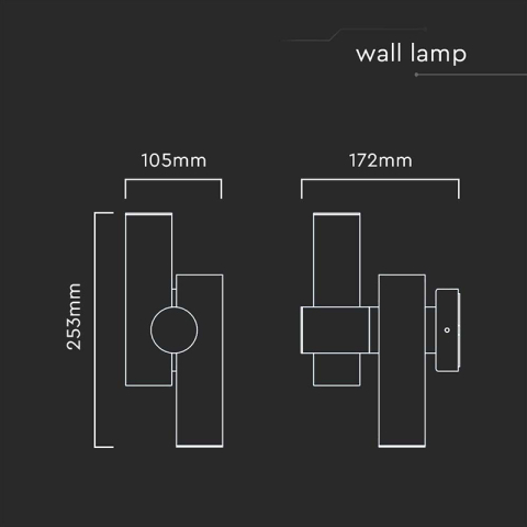 CORP ILUMINAT LED 2 CAI 6W 600LM 3000K IP44 - NEGRU [4]