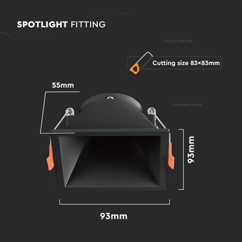 CORP SPOT GU10 PATRAT 93X93X55MM - NEGRU [3]