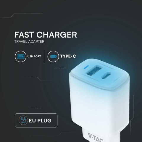 INCARCATOR RETEA QC 20W USB SI TIP C - ALB [3]