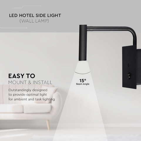 LAMPA LED PERETE 3W 3000K - NEGRU [8]