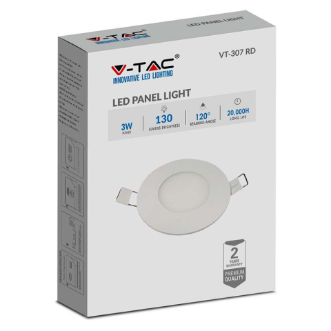 PANOU LED 3W ROTUND 6400K ALB RECE [2]