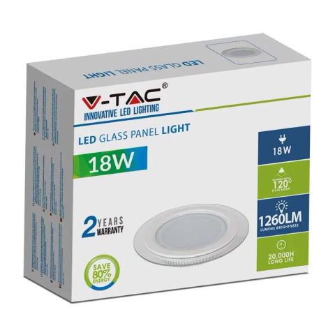 PANOU LED ROTUND INCORPORABIL 18W 4000K ALB NEUTRU, STICLA [4]