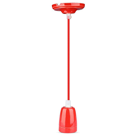 Lustre - PENDUL TAVAN PORTELAN SOCLU E27 - ROSU