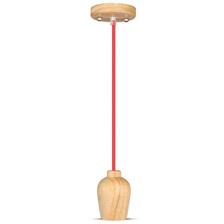 Lustre - PENDUL TAVAN SOCLU E27 LEMN - ROSU
