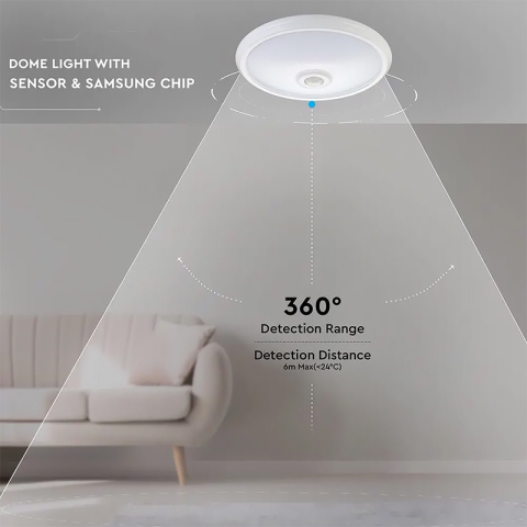 PLAFONIERA LED 12W IP20 SENZOR DE MISCARE 6400K ALB RECE [12]