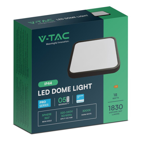 PLAFONIERA LED 18W IP44 6500K ALB RECE - NEGRU [2]