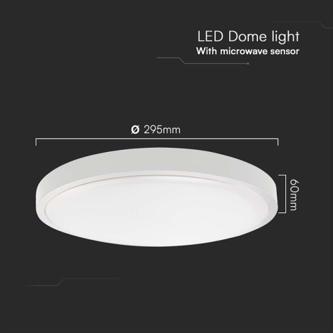 PLAFONIERA LED 18W IP44 CU SENZOR 6500K ALB RECE - ALB [5]