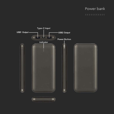 POWER BANK 10000MAH CU CABLU 30CM TIP C - GRI ANTRACIT [4]