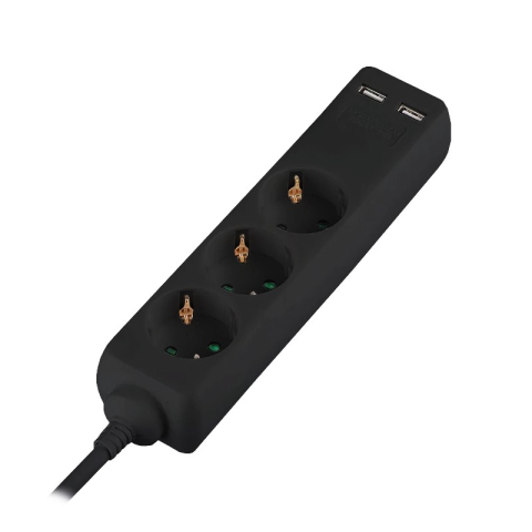 PRELUNGITOR 3 CAI + 2USB 5M(3G1.5MM2) NEGRU [1]