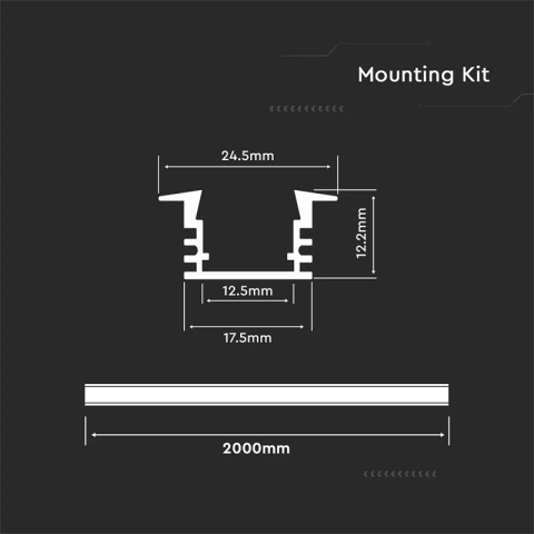 PROFIL ALUMINIU PENTRU BANDA LED 2M 24.5MM X 12.2MM MAT [3]