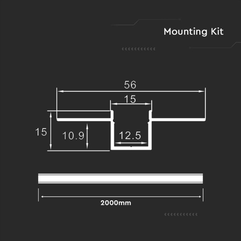 PROFIL ALUMINIU PENTRU BANDA LED 2M 55MM X 15MM [2]