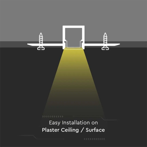 PROFIL ALUMINIU PENTRU BANDA LED MONTAJ RIGIPS 2M MAT [4]