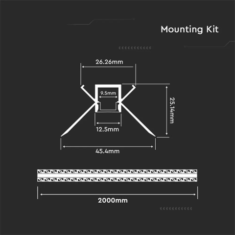 PROFIL ALUMINIU PENTRU BANDA LED MONTAJ RIGIPS COLT INTERIOR 2M MAT [3]